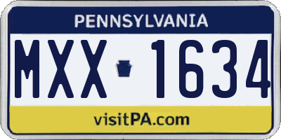 PA license plate MXX1634