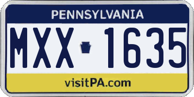 PA license plate MXX1635