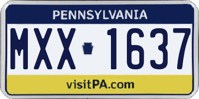 PA license plate MXX1637