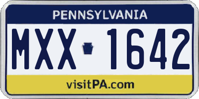 PA license plate MXX1642