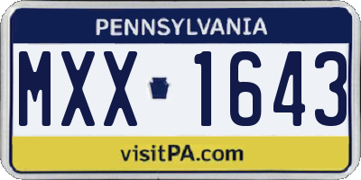 PA license plate MXX1643