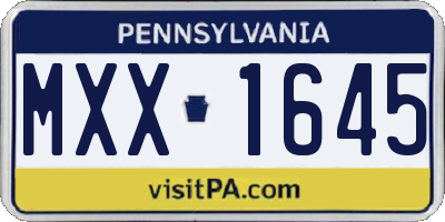 PA license plate MXX1645
