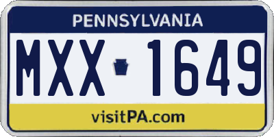 PA license plate MXX1649