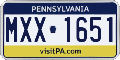 PA license plate MXX1651