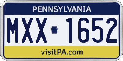 PA license plate MXX1652
