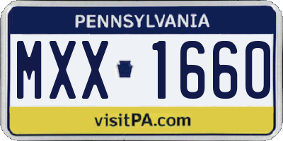 PA license plate MXX1660