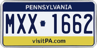 PA license plate MXX1662