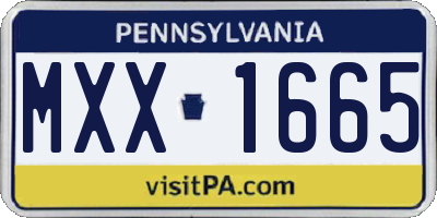 PA license plate MXX1665