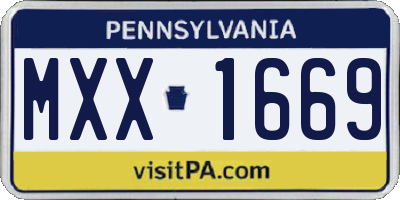 PA license plate MXX1669