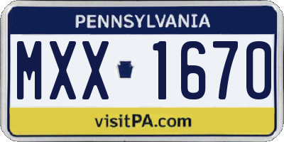 PA license plate MXX1670