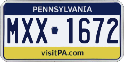 PA license plate MXX1672