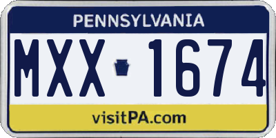 PA license plate MXX1674