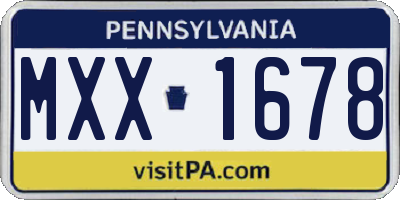 PA license plate MXX1678