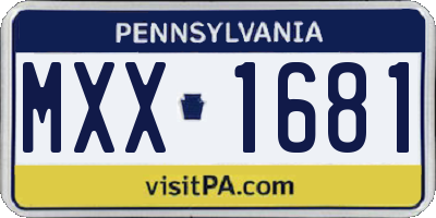 PA license plate MXX1681