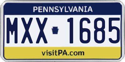 PA license plate MXX1685