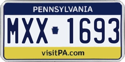 PA license plate MXX1693