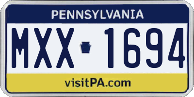 PA license plate MXX1694