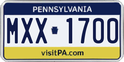 PA license plate MXX1700