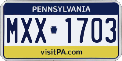 PA license plate MXX1703