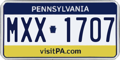 PA license plate MXX1707