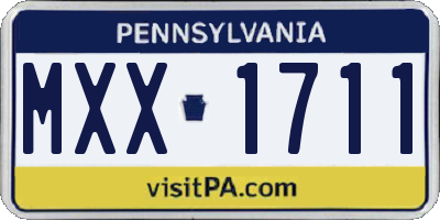 PA license plate MXX1711