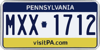 PA license plate MXX1712