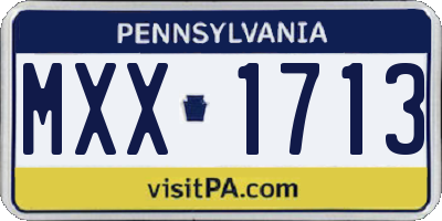 PA license plate MXX1713