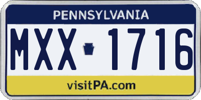 PA license plate MXX1716