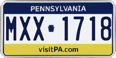 PA license plate MXX1718
