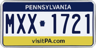 PA license plate MXX1721