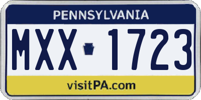 PA license plate MXX1723