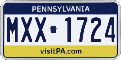 PA license plate MXX1724