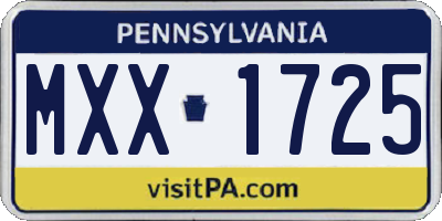 PA license plate MXX1725