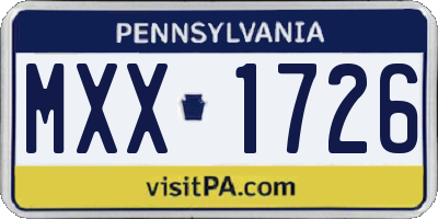 PA license plate MXX1726