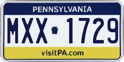 PA license plate MXX1729