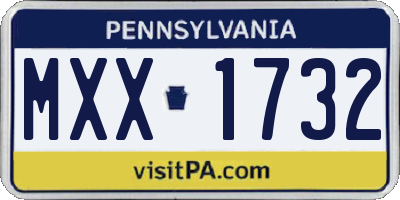 PA license plate MXX1732