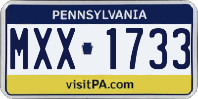 PA license plate MXX1733