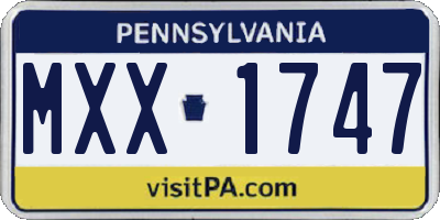 PA license plate MXX1747
