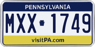 PA license plate MXX1749