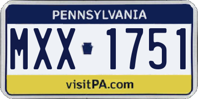 PA license plate MXX1751