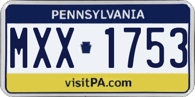 PA license plate MXX1753