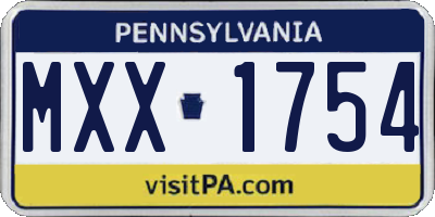 PA license plate MXX1754