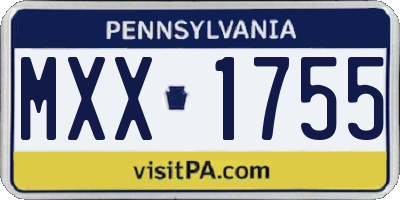 PA license plate MXX1755