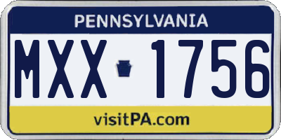 PA license plate MXX1756