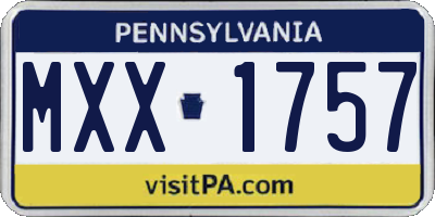 PA license plate MXX1757