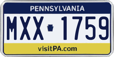 PA license plate MXX1759