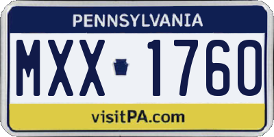 PA license plate MXX1760