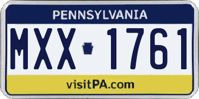 PA license plate MXX1761