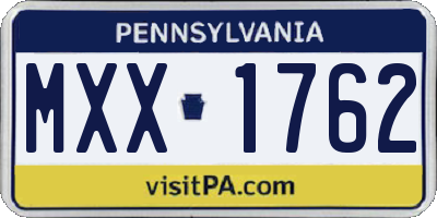 PA license plate MXX1762