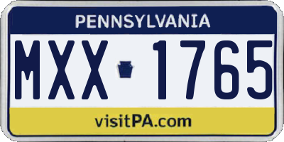 PA license plate MXX1765